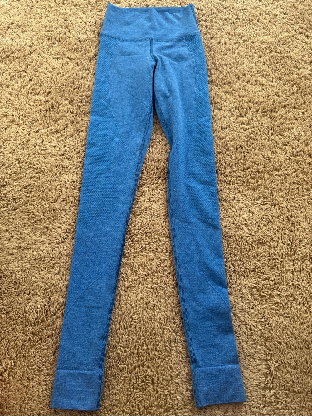 Blue High-Rise Textured Leggings
